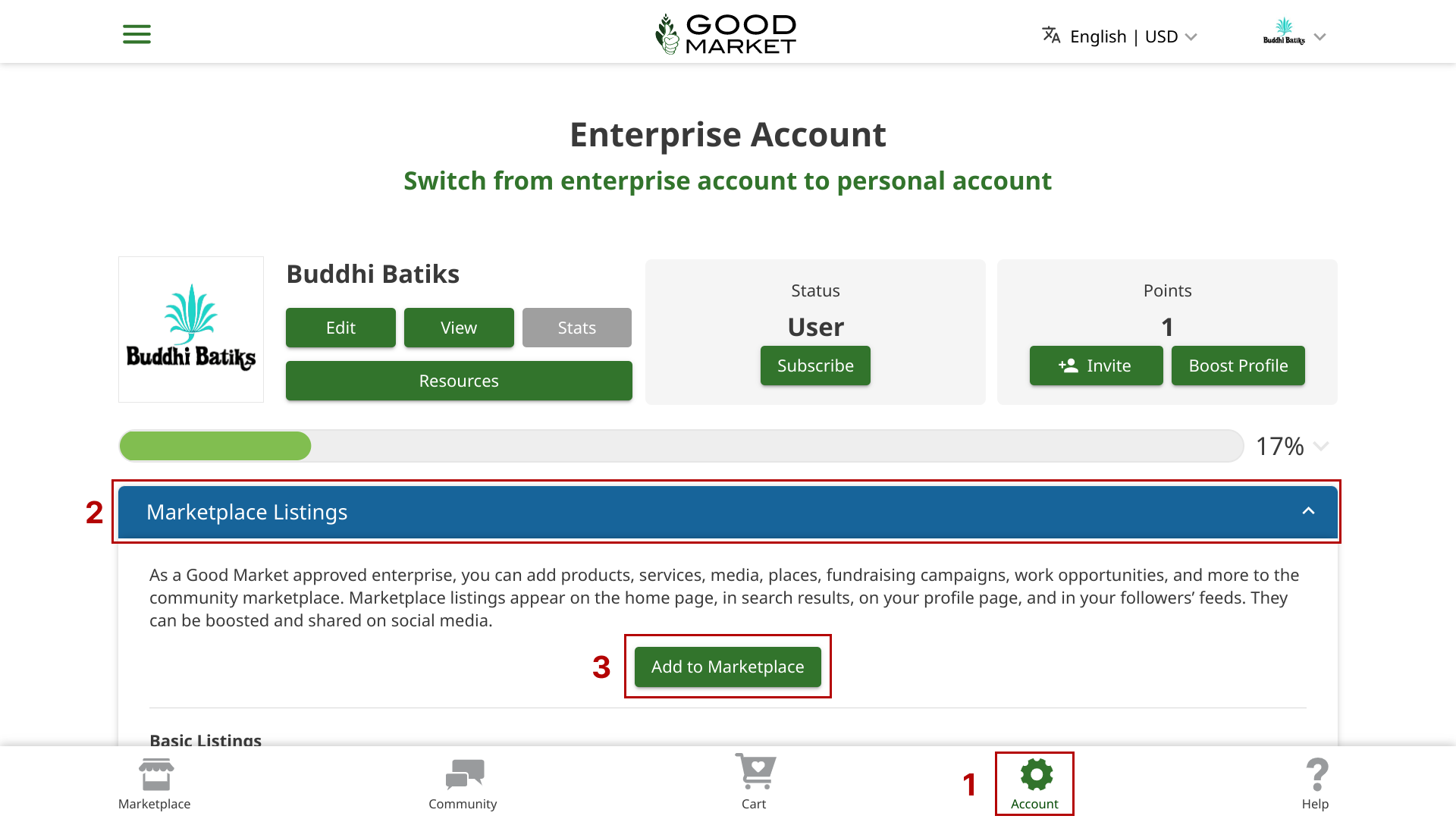 Add to Marketplace Good Market Info